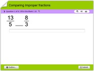 Comparing improper fractions